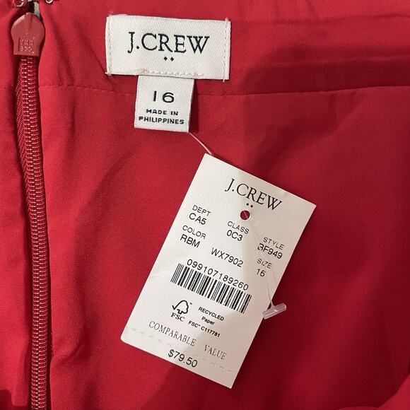 J Crew Pencil Skirt Size 16 Women Red Black Plaid NWT Christmas Holiday Lined - Picture 4 of 8